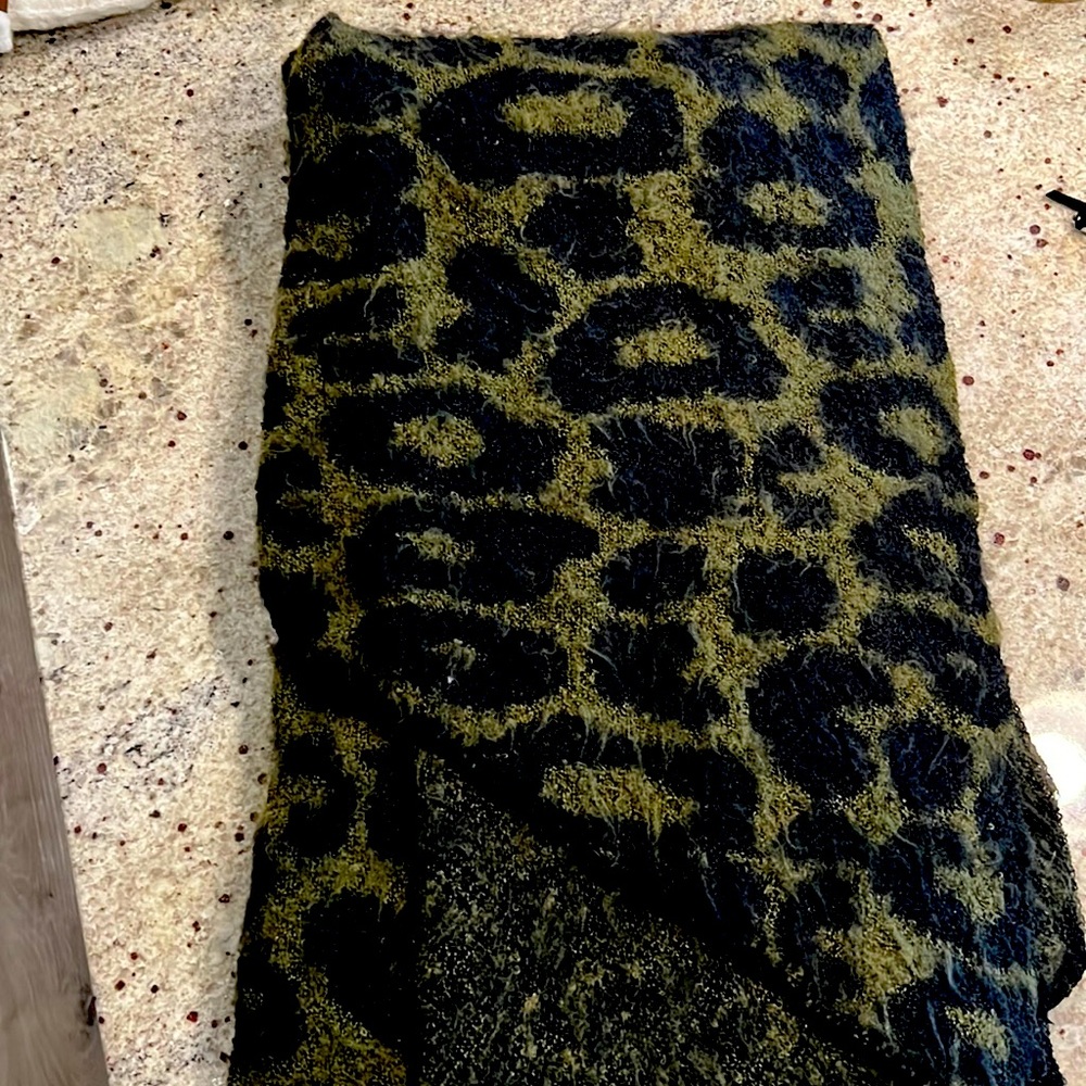 Extra large never worn leopard green scarf